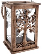 Drevený lampáš Tree prírodná, 16 x 25 x 16 cm