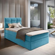 Čalúnená posteľ boxspring GLORIEN VELVET 100x200 cm modrá Matrac: Bonell pružinová matrac