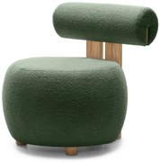 Tmavo zelené dizajnové kreslo HANNA, dub