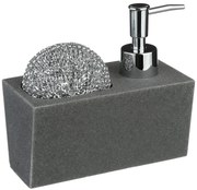 Dávkovač saponátu Stone, sivá/s chrómovými prvkami, 170ml