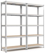 Oceľový regál, strieborný, sada, 2 ks