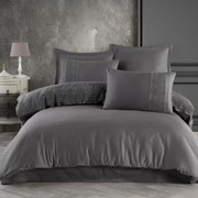 SATÉNOVÉ OBLIEČKY VALINOR 200X220 CM, 2 KS 70X80 CM SIVÉ