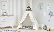Detský stan Tipi obláčiky čierny / béžový