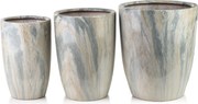Sada 3 ks květináčů NEVA MARBLE VII šedá/béžová