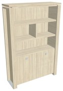 Vysoká skriňa Verno+ S 140 x 46 x 210 cm, s regálom, agát / vanilka