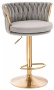 LuxuryForm DESIGN Barová stolička LYON VELUR na zlatom tanieri - svetlo šedá