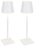 Sada 2 vonkajších stolových lamp bielych vrátane LED a nabíjateľného stmievača - Janet