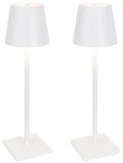 Sada 2 vonkajších stolových lamp bielych vrátane LED a nabíjateľného stmievača - Janet