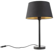 Klasická stolná lampa čierna s čiernym tienidlom 32 cm - Simplo