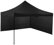 Rýchlorozkladací nožnicový stan 4x4m – oceľový, Čierna, 2 bočné plachty