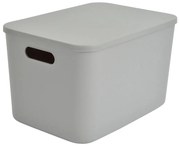 Sivý plastový úložný box s vekom 35,5x25,5x23 cm – Homéa