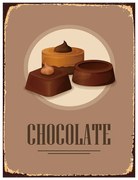 Hnedá nástenná kovová ceduľa Chocolate - 25*1*33 cm