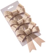 Set vianočných mašlí 10 x 13 cm, champagne, 3 ks, 7 cm