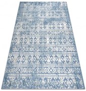 Koberec SOLE D3732 Aztécky, romby - ploské tkanie modrý / béžový