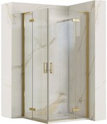 Rea Hugo, sprchová kabína s 2-krídlovými dverami 80 (dvere) x 80 (dvere) x 200 cm, 6mm číre sklo, zlatý matný profil, REA-K6608