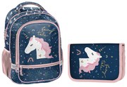 Paso Školský set dvojkomorový batoh + peračník Jednorožec