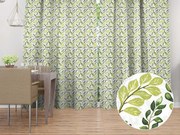 Biante Bavlnený záves Sandra SA-426 Zelené vetvičky s lístkami na bielom 140x140 cm