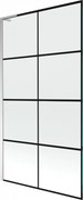 Mexen Next L, 1-krídlová vaňová zástena 100 x 150 cm, 6mm číre sklo-čierny vzor, chrómový profil, 895-100-000-03-77-01