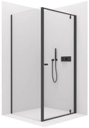 Cerano Ferri, krídlový sprchovací kút 80(dvere) x 100(stena) x 195 cm, 6mm číre sklo, čierny profil, CER-CER-427477