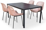 Noela Záhradný jedálenský set Viking L + 4x stolička GABY ružová