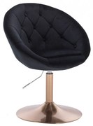 LuxuryForm DESIGN Kreslo VERA VELUR na zlatom tanieri - čierne