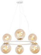 Závesné svietidlo Paris, 6x medové sklenené tienidlo, W/G, O