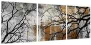 Obraz - Siluety stromov (s hodinami) (90x30 cm)