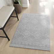 Koberec, 80 x 150 cm, Protišmykový koberec, možno prať v práčke, svetlosivý