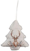 Vianočný béžový látkový stromček s jeleňom - ​​10 * 1 * 11 cm