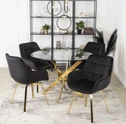 Vintino otočné kreslo BARI čierny zamat zlaté nohy - vintino.sk