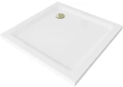 Mexen Flat štvorcová sprchová vanička slim 70 x 70 cm, biela, syfon zlatá - 40107070G