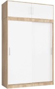Šatní skříň s posuvnými dveřmi a nástavcem MONO CLP 150 cm dub sonoma/bílá