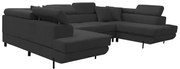 Rohová sedacia súprava - U s funkciou spania, vlnové pružiny SAMSUN Čierna