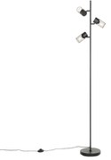 Priemyselná stojaca lampa čierna 3-svetlo - Jim