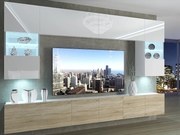 Obývacia stena 300 cm Belini biely lesk / dub sonoma Imperium1  IMP 1/5/W/WDS/0/0