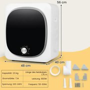 Mini sušička bielizne 5 kg s 5 programami do 69 ℃ Sušička vzduchu s odsávaním 800 W