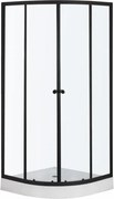 Novoterm Štvrťkruhový sprchový kút NV-Leo 90x90 čierna/transparent + vanička