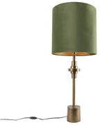 Stolná lampa bronzová s tienidlom zo zamatu zelená 40 cm - Diverso