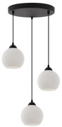 Závesné svietidlo Riffle Round, 3x biele sklenené tienidlo, b, o