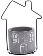 Betónový obal na kvetináč House sivá, 11,7 x 15 x 8,5 cm