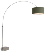 Oblúková lampa oceľ s tienidlom machovej zelenej 50/50/25 - XXL