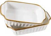 Mäser 2-dielna súprava zapekacích mís Pintar White hnedé bodky 23 x 14,5 cm