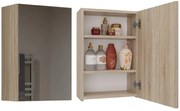 Závěsná koupelnová skříňka POLA 40 cm se zrcadlem dub sonoma