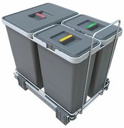 Vstavaný kôš na triedený odpad s rámom 18 + 8 + 8 l, sivá