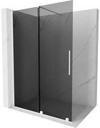 Mexen Velar, sprchová zástena s posuvnými dverami Walk-in 140 x 200 cm, 8mm šedé sklo, biela matná, 871-140-000-43-20