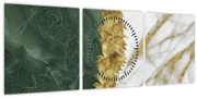 Obraz - Zelený mramor N⁰1 (s hodinami) (90x30 cm)