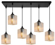 Závesné svietidlo Riffle Square, 6x medové sklenené tienidlo, b