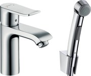 Hansgrohe Metris New, umývadlová batéria s ručnou sprchou Bidette, s výpusťou, chrómová, HAN-31285000