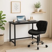 Set do pracovne ZARIMO stôl 80x40 cm čierny + kreslo AVOLA VELVET čierne