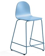 Barová stolička GANDER, s klzákmi, výška sedu 630 mm, lakovaná, modrá